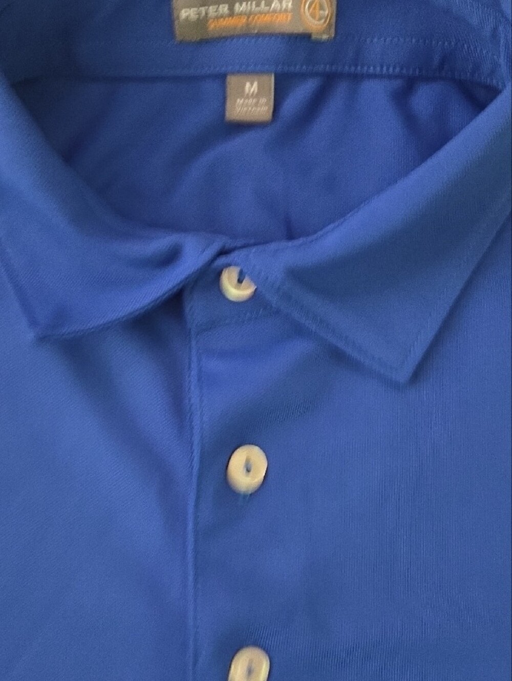 Peter Millar Men's Blue Button-Front Polo, M - Picture 3 of 5